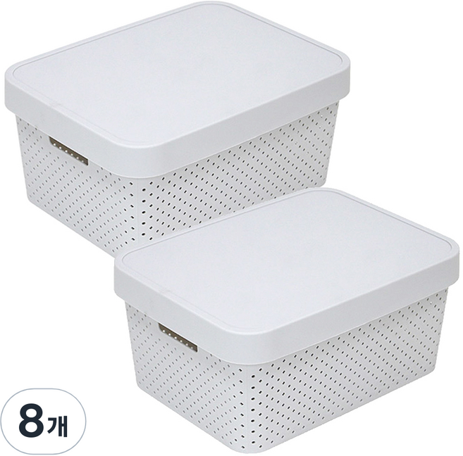 커버 바스켓, 그레이, 중(23.5 x 33 x 16.8 cm), 8개