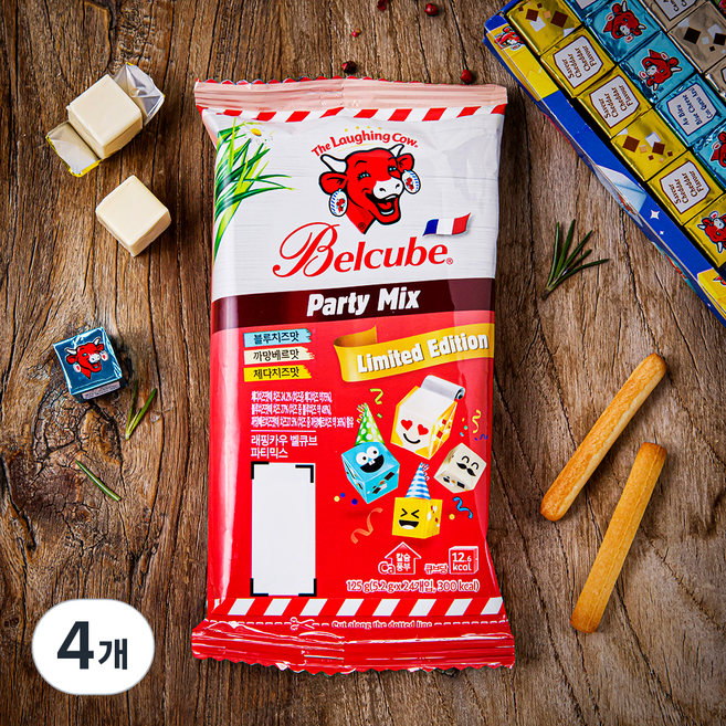 래핑카우 벨큐브 파티믹스, 125g, 1개입, 4개