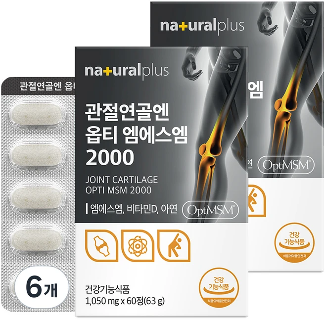 내츄럴플러스 관절연골엔 옵티 엠에스엠 2000 63g, 60정, 6개 - 쿠팡