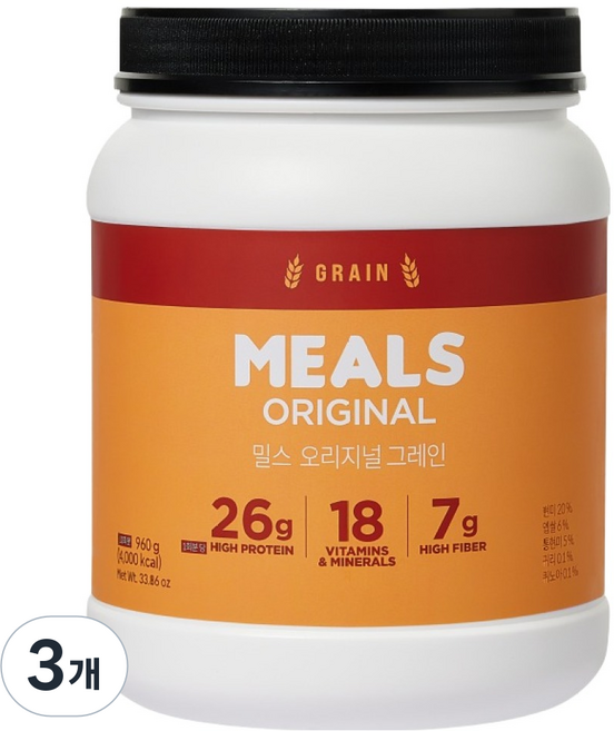 MEALS 原味穀物奶昔, 960g, 3個