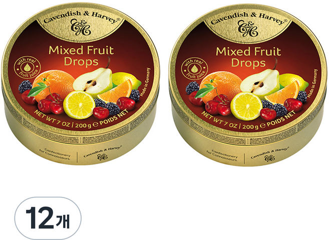 캐빈디쉬앤하비 하비 종합 캔디 과일, 200g, 12개