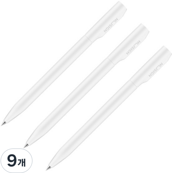 NUSIGN 紐賽 ABS 旋轉原子筆 0.5mm NS552, 純白色, 9個