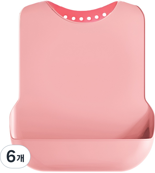 로시테라 탈부착 성인용 턱받이, 실리콘-핑크L, 6개