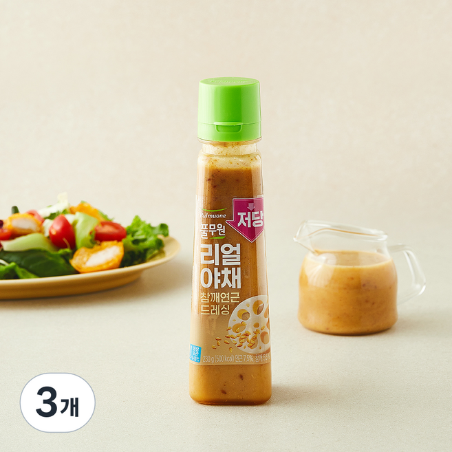 풀무원 저당 리얼야채 참깨연근 드레싱, 230g, 3개