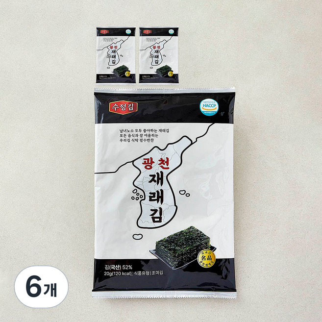 수정김 광천 재래김, 20g, 6개, 1개입