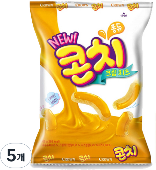 크라운 콘치 크림치즈 과자, 66g, 5개