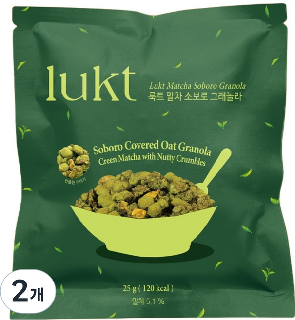 룩트 말차 소보로 그래놀라, 25g, 2개