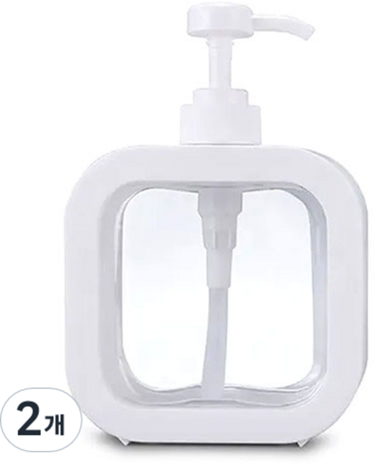 코어무역 투명 사각 대용량 디스펜서 일반형 500ml, 화이트, 2개