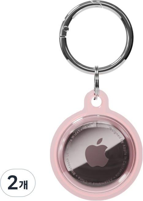 신지모루 에어태그 360도 풀커버 TPU 소프트 커버 케이스, 핑크, 2개