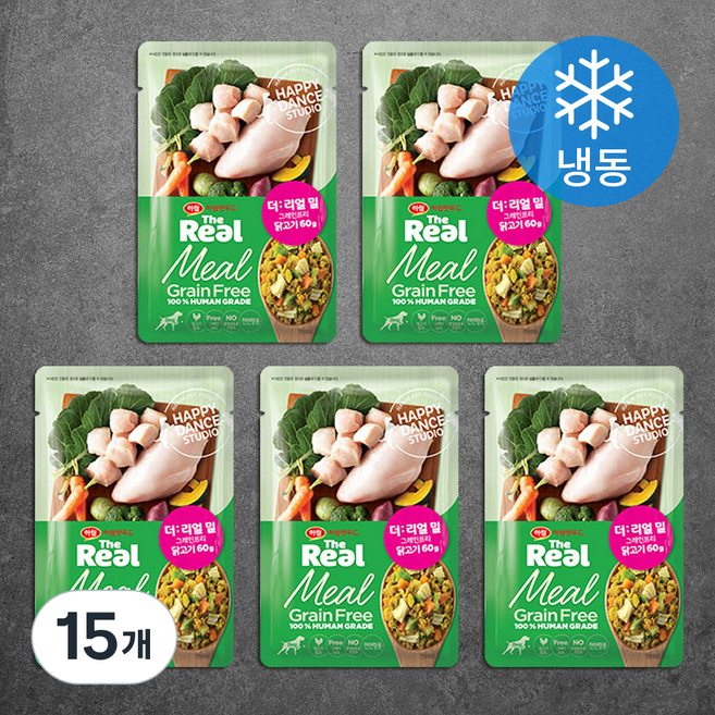 하림펫푸드 전연령 강아지 더리얼 밀 그레인프리 화식사료, 닭, 60g, 15개