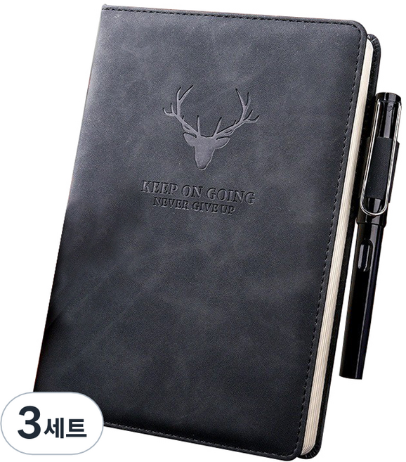 레드컴퍼니 Ria 킵고잉 A5 다이어리 + 볼펜 세트, 블랙, 3세트
