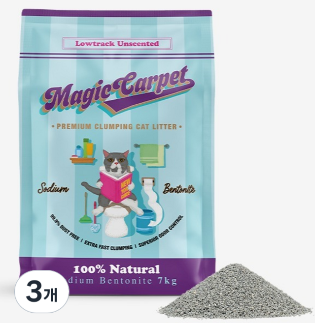 매직카펫 고양이모래 굵은입자, 7kg, 3개, 무향