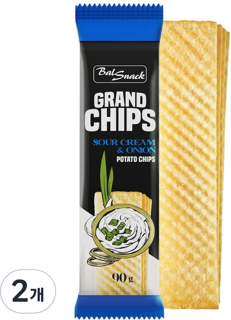 발스낵 그랜드 감자칩 사워크림&어니언, 90g, 2개