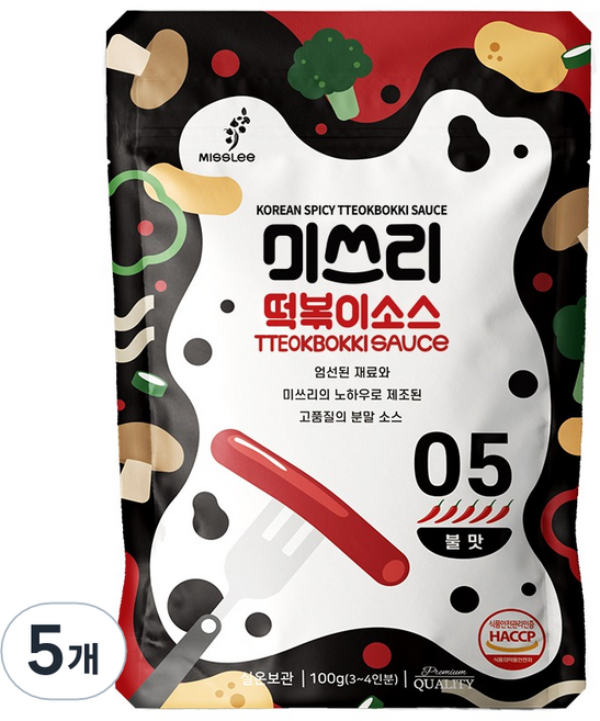 미쓰리 떡볶이소스 05번 불맛, 100g, 5개