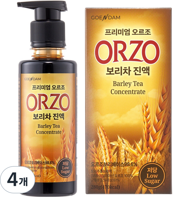 高恩淡 頂級Orzo低糖麥茶濃縮液, 280g, 4개