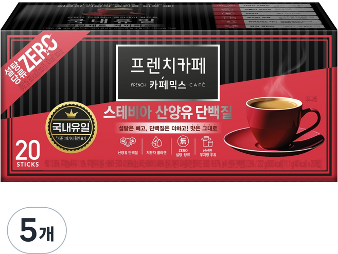 FRENCH CAFE 甜菊山羊奶蛋白即溶咖啡, 11.1g, 5個, 20入