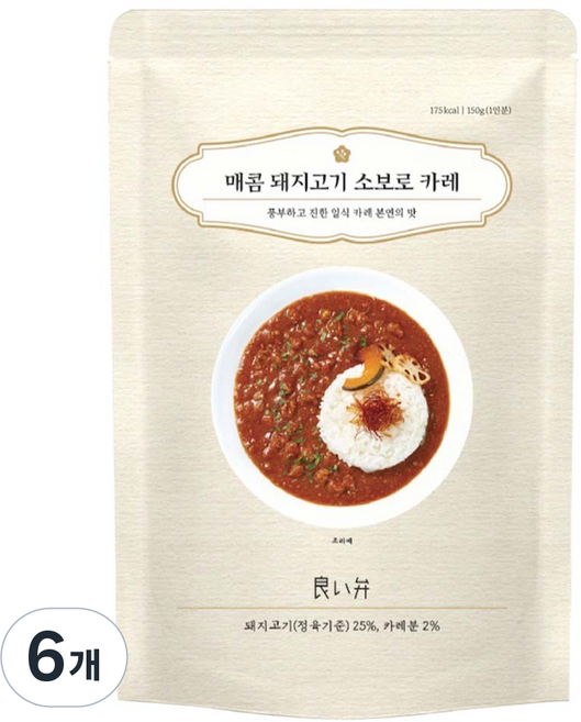 요이벤 매콤 돼지고기 소보로 카레, 150g, 6개