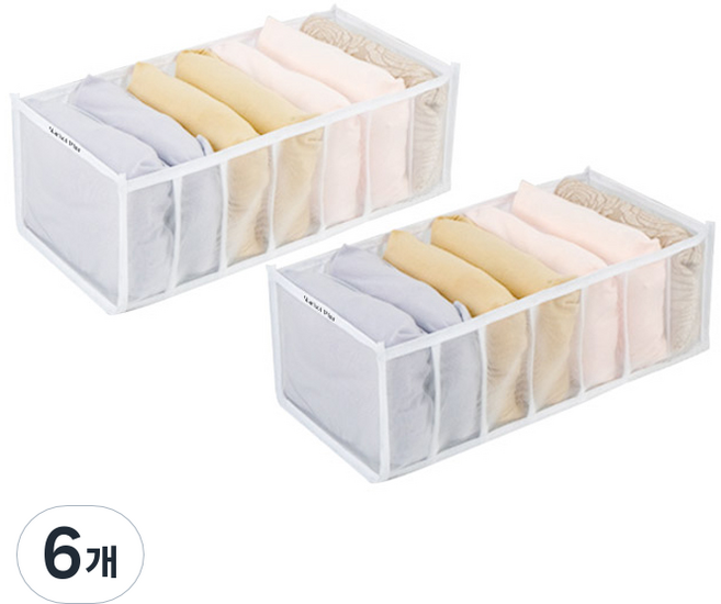 마켓플랜 그리드 메쉬 의류 수납함 소형7단, 화이트, 6개