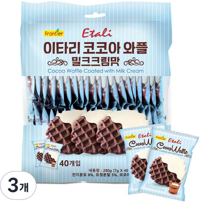 이타리 코코아 와플 밀크크림맛, 280g, 3개