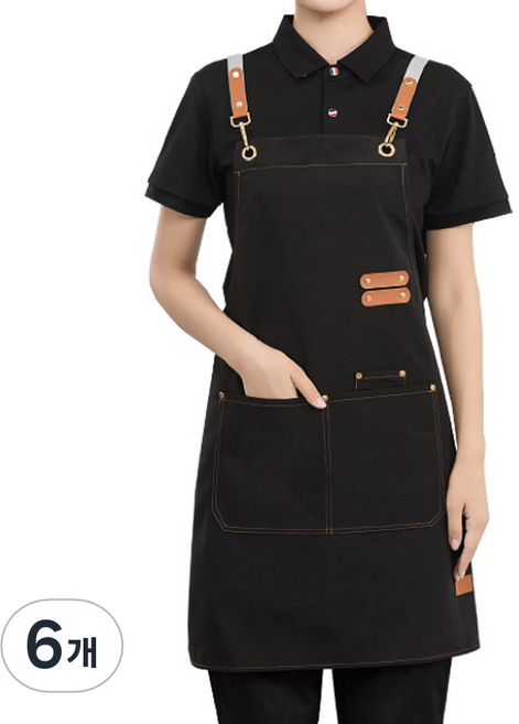 다퍼남 방수 캔버스 앞치마, 블랙, 6개