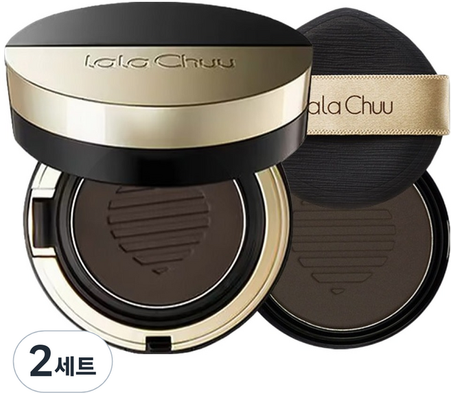 라라츄 헤어 쿠션 마스터 본품 + 리필 세트 9g, 2세트, 다크브라운