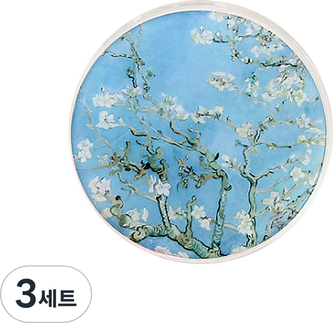 명화 콘택트 렌즈케이스 + 렌즈액 통 + 렌즈 집게 2p 세트, 꽃피는아몬드나무, 3세트