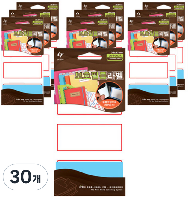레이테크 인덱스 보호필름 라벨 견출지 20-P203 38 x 87 mm, R 적색, 13개입, 30개