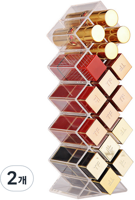 구디푸디 아크릴 립스틱 정리함 16구, 투명, 2개