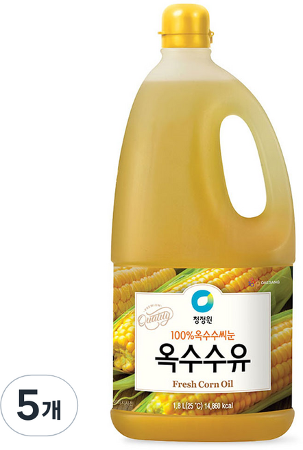 청정원 참빛고운 옥수수유, 1.8L, 5개