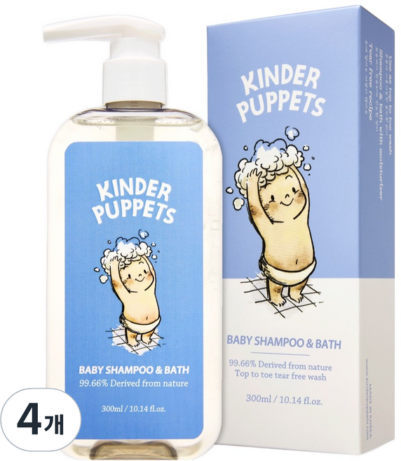 킨더퍼페츠 베이비 샴푸 앤 바스 올인원 워시, 300ml, 4개