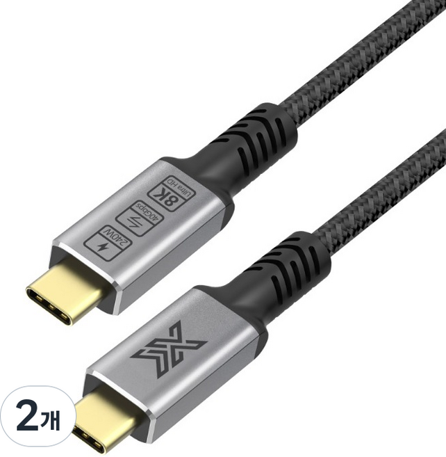 IX USB4 8K 40Gbps Thunderbolt 4 相容 C to C 型高速充電數據傳輸線 240W 032, 1m, 2個, 混合顏色