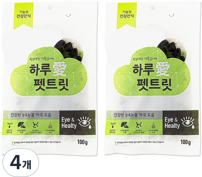 하루애 강아지 펫트릿 간식, 100g, 눈물개선/눈건강, 4개