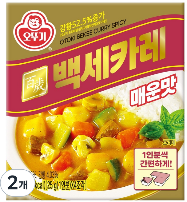 오뚜기 백세카레 고형 매운맛, 100g, 2개