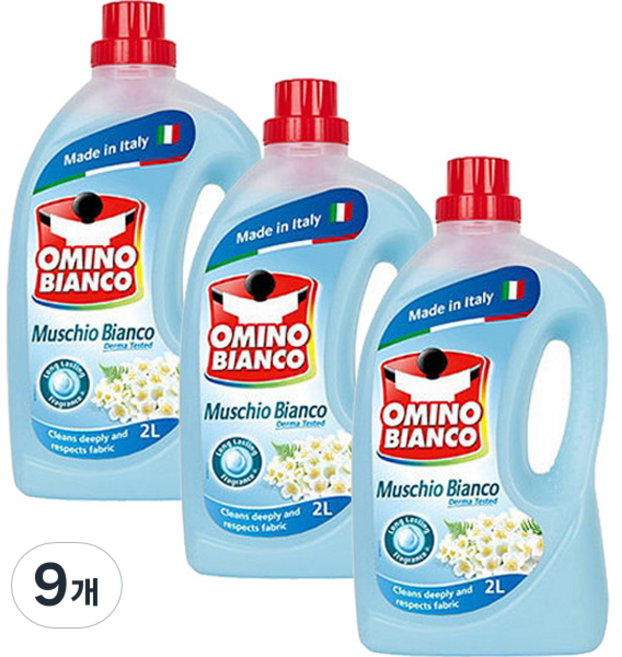 오미노비앙코 네이처프레쉬 무스키오 비앙코 화이트머스크향 액체 세탁세제, 2L, 9개