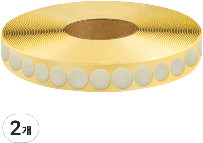 고무나라 원형찍찍이 접착식 테이프 9m 흰색 보슬이 지름 1.5cm, 2개