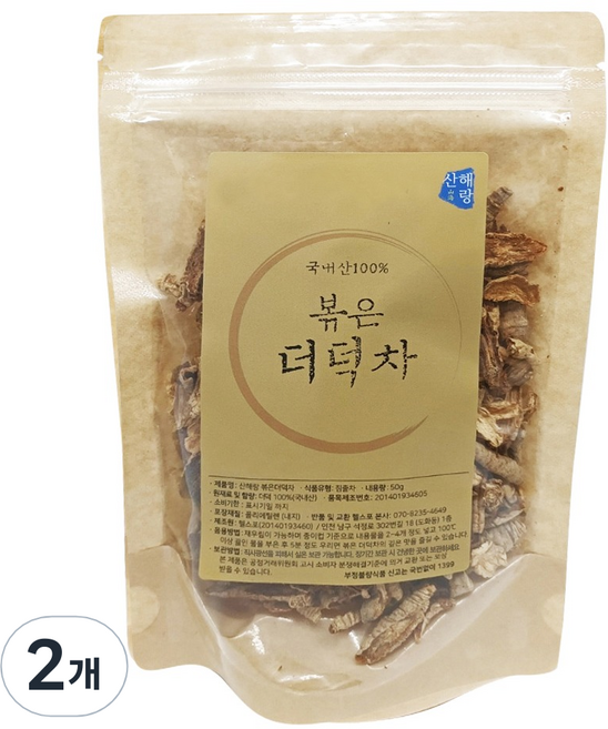 산해랑 볶은전통 더덕차, 2개, 1개입, 50g