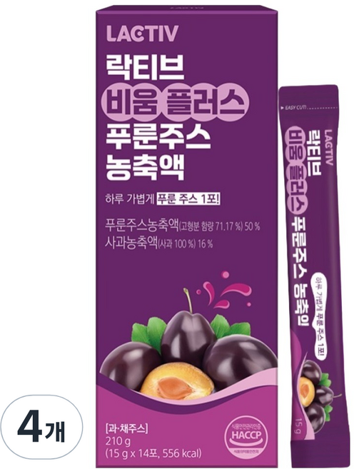 LACTIV 排便Plus西梅果汁濃縮液 14入, 4盒, 210g
