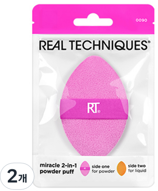 REAL TECHNIQUES 奇蹟二合一蜜粉粉撲, 單一顏色, 2個