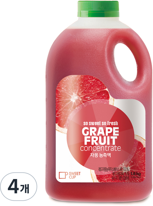 스위트컵 자몽 농축액, 4개, 1.8kg