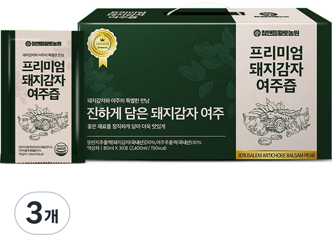 참앤들황토농원 프리미엄 돼지감자 여주즙 30p, 2.4L, 3개