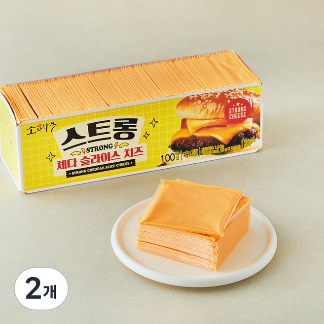소와나무 동원 풍미가 진한 스트롱 체다 슬라이스 치즈, 18g, 2개, 100개입