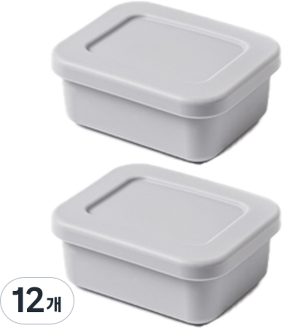 키친팩토리 파스텔 실리콘 사각 밀폐용기 그레이 150ml, 12개, 단품