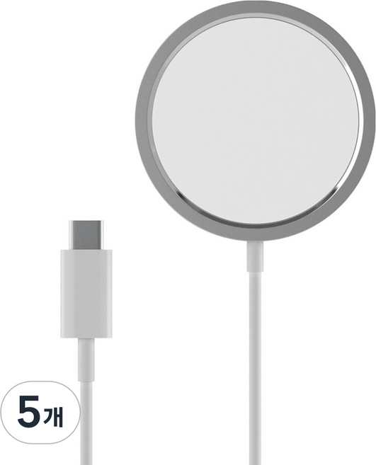 요이치 마그네틱 아틀라스S 맥세이프 케이블 C타입 무선충전기, 화이트, 5개