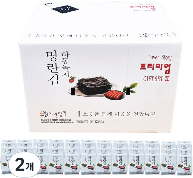 하동녹차 명란김 도시락 프리미엄Ⅱ, 216g, 2개