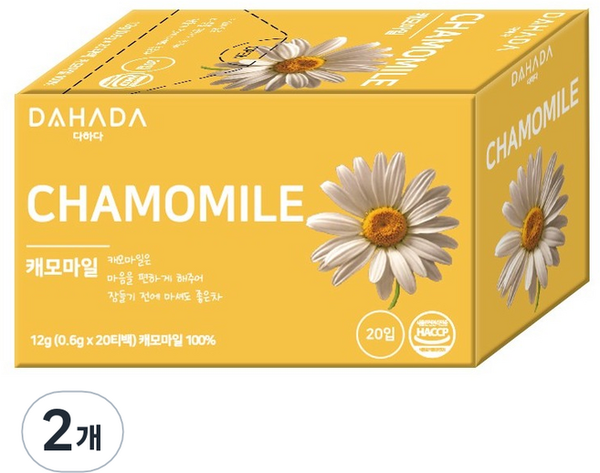 다하다 캐모마일 차, 2개, 20개입, 600mg