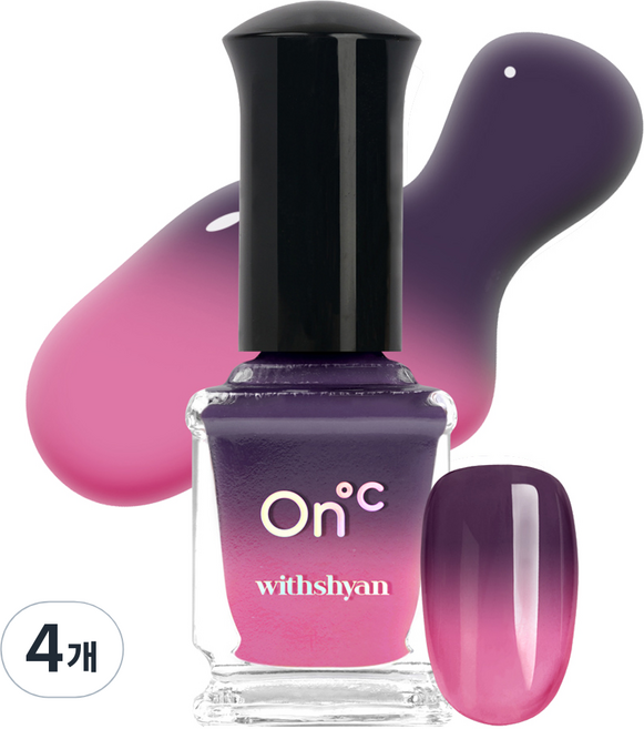 위드샨 온도 변화 매니큐어 네일, 12도꿈결의온도, 9ml, 4개