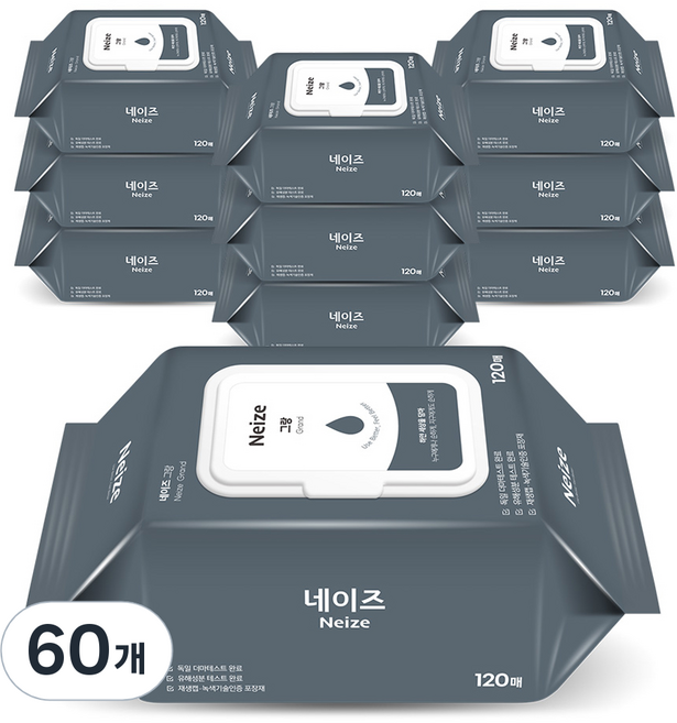 네이즈 그랑 물티슈 캡형, 120매, 60개