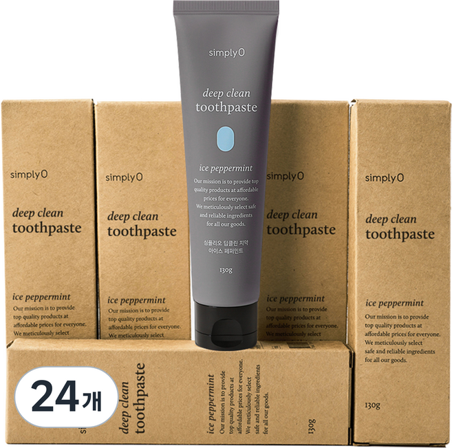 [비건라이프] 심플리오 딥클린 치약 아이스 페퍼민트, 130g, 24개