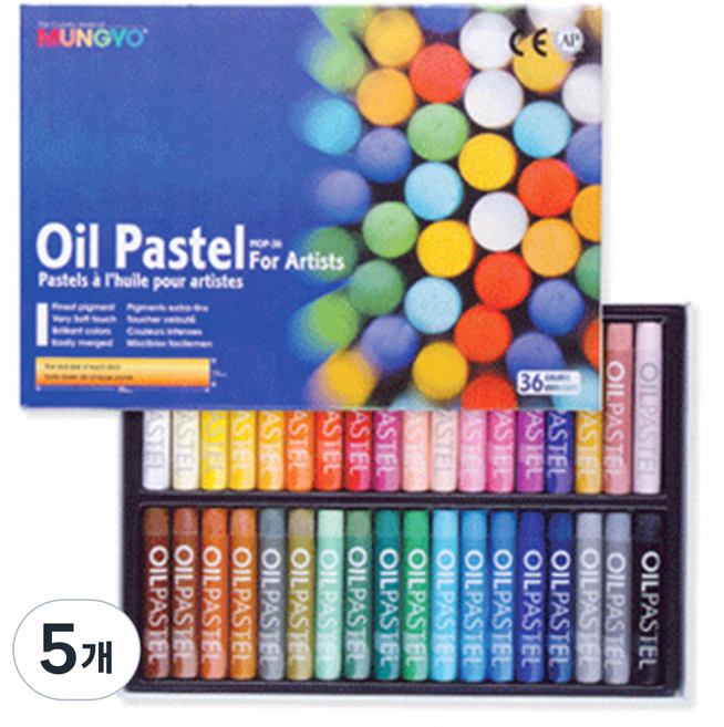 문교 오일 파스텔, 36색, 5개