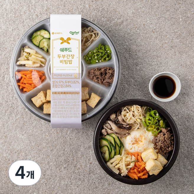 쉐푸드 두부간장비빔밥, 614g, 4개